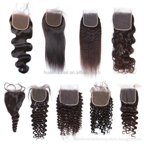 Single Donor Good Price Cuticle Aligned Brazilian Human Hair Loose Wave 44 Lace Closure In Stock